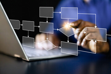 Young African American businessman implementing hologram technology