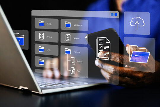 African American businessman utilizing efficient data management system