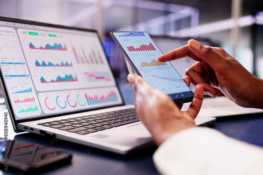 Poster The African Financial Advisor utilizes a KPI dashboard with analytics graphs