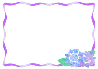 Fototapeta premium 水彩で描いた紫陽花のフレーム