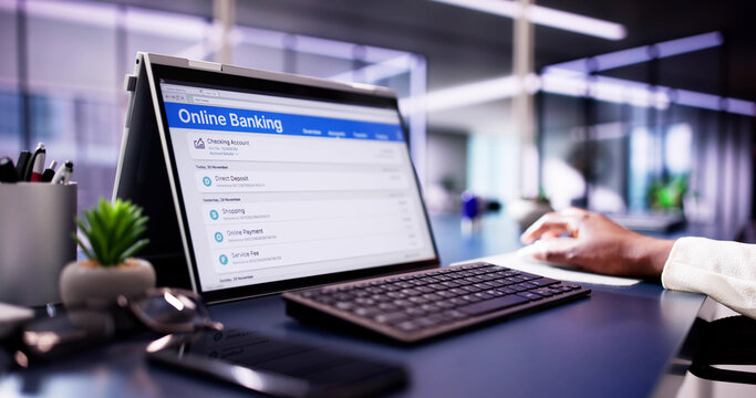 Corporate Woman African American Using Digital Banking App