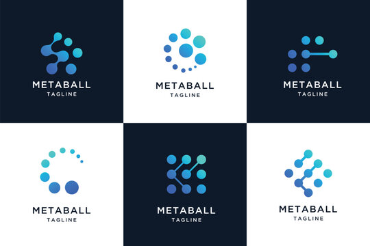Set of technology  logo with dot molecule concept.