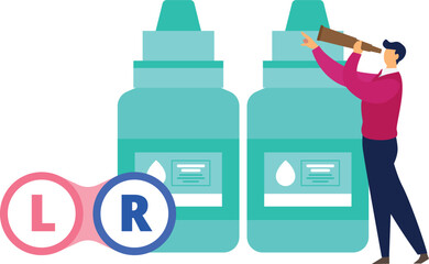 The boy is looking through spyglass.