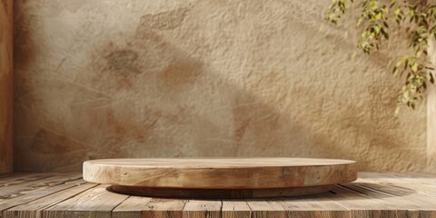 Wooden Platform with Brown Background