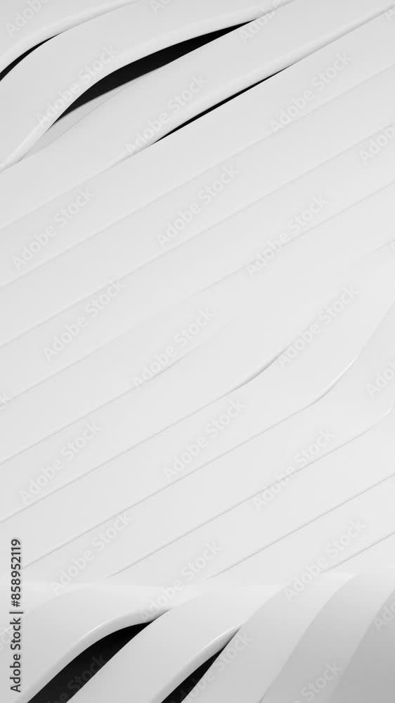 Leinwandbilder 3d rendering of abstract white waves background, loop animation.
