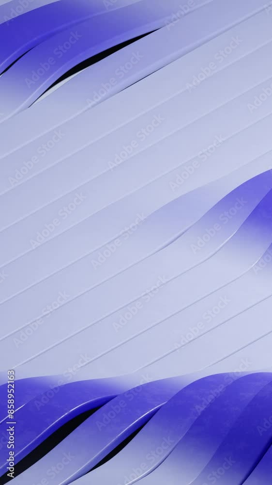 Fototapete 3d rendering of abstract gradient blue waves background, loop animation.