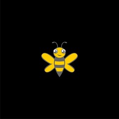 Cute bee logo icon isolated on dark background
