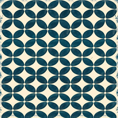 Classic Blue and Cream Geometric Circles Pattern