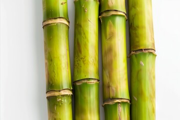Fototapeta premium Four bamboo stalks on a white background.