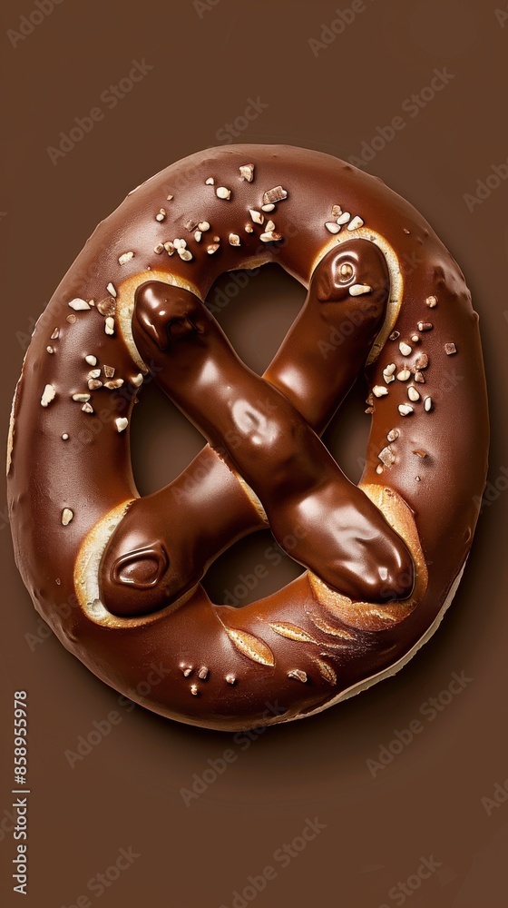 Aufkleber a chocolate doughnut with a cross shape on it
