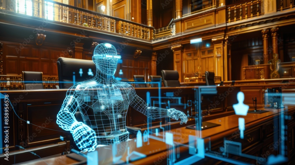Poster a man in a suit is sitting at a desk with a computer screen in front of him. the computer screen sho