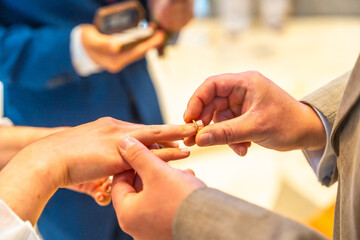 A man and woman are getting married