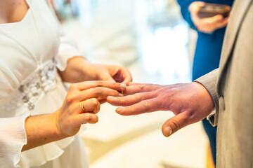 Fototapeta premium A man and woman are getting married