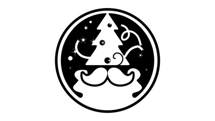 Santa Claus emblem, black isolated silhouette