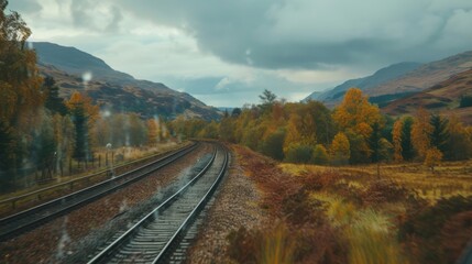 Obraz premium A journey through the highlands on a train is a memorable experience with every turn revealing a new pictureperfect view.