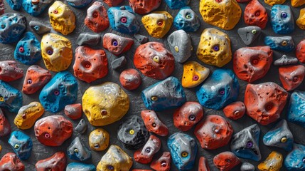 Fototapeta premium Artificial climbing wall with bold, bright colors and detailed textures, ensuring a visually striking and high-quality representation