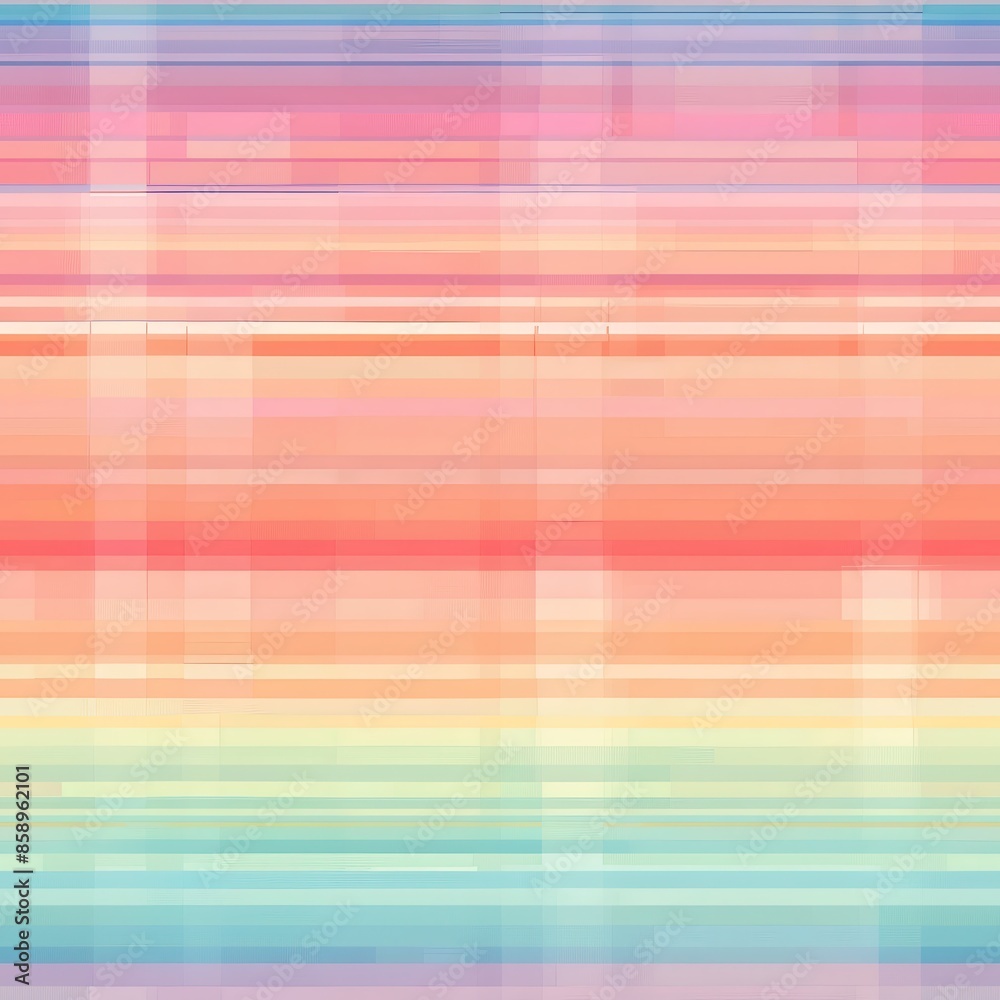 Poster This image features a repeating pattern of horizontal stripes in various pastel colors. The stripes are slightly blurred and appear to be layered on top of each other. The colors include shades of pin