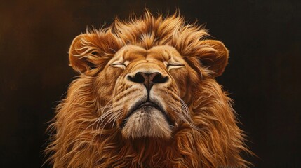 Fototapeta premium Lion with Closed Eyes