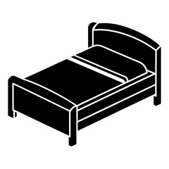 Bed icon silhouette vector illustration.