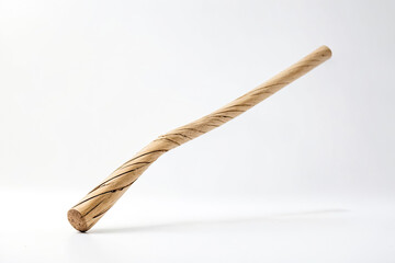 Twisted Wooden Stick on White Background