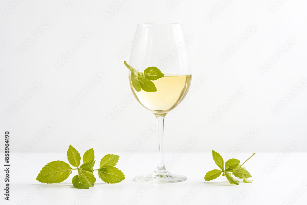 Canvas Prints Wine glass with mint leaves