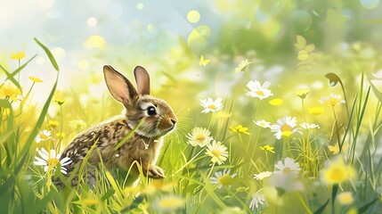 Obraz premium Wild rabbit jumping. 