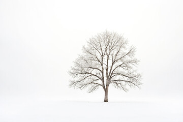 Fototapeta premium Solitary Tree in a Snowy Field