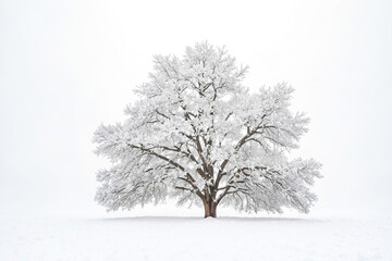 Fototapeta premium Snow-Covered Tree in a Winter Wonderland