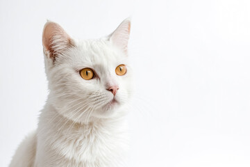 Obraz premium Closeup of a White Cat with Yellow Eyes