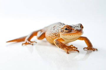 Close-up of a Newt on a White Background