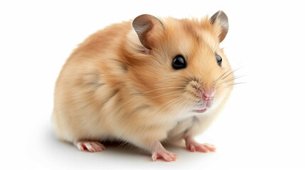 Cute fluffy hamster on white background. AI Generative.