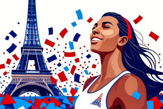 paris sport olympic 2024 ceremony, water color commencement