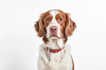 Adorable Brown and White Dog with Red Collar
