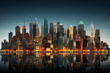 Fototapeta premium Cityscape with skyscrapers and modern buildings. 3d rendering