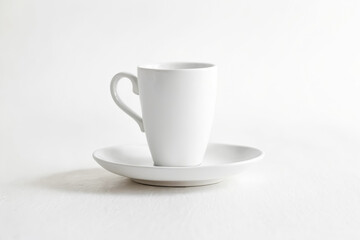 Obraz premium White Coffee Cup and Saucer on White Background