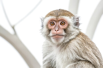 Close-up of a monkey's face with soft, fluffy fur