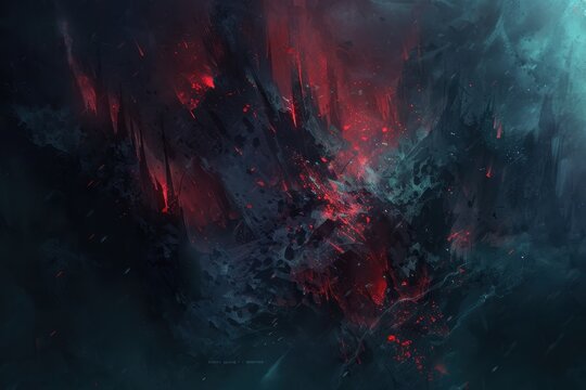 Abstract Landscape with Red and Blue Hues