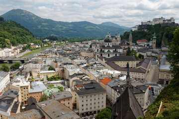 Ogólny widok miasta Salzburg, Austria