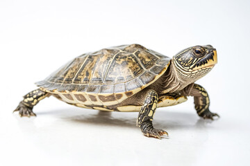 Obraz premium Turtle Walking on White Background