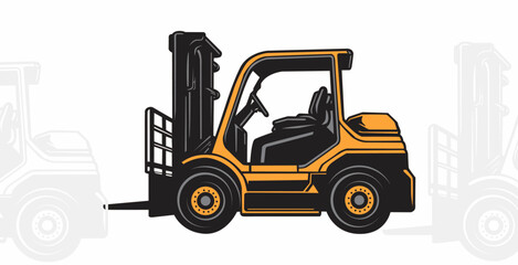 yellow forklip vehicle on white background