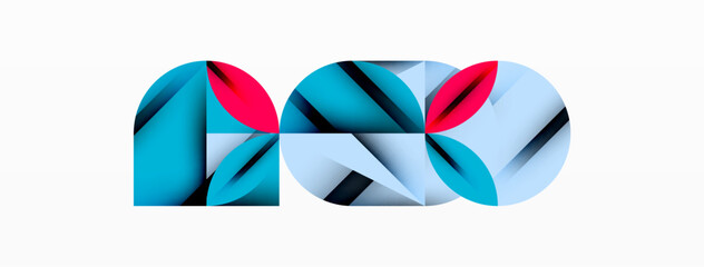 Circle, square and flower petal geometric background. Round shapes composition for wallpaper, banner, background or landing