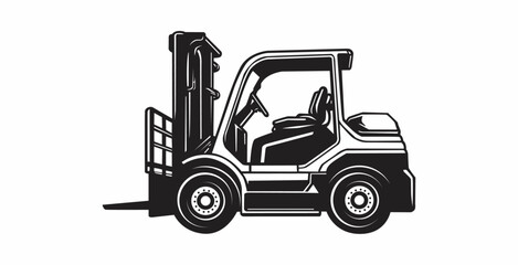 vector forklift in black and white on a white background
