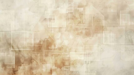 Obraz premium This digital art piece features a beige and white abstract pattern with overlapping squares. The squares are arranged in a grid-like formation, creating a sense of depth and texture. The background is