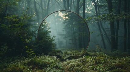 Mystical Circular Frame in Enchanted Forest Setting