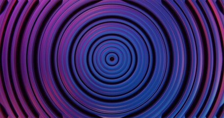 3D Abstract Render of Concentric Circular Pattern - Neon Blue and Purple Geometric Design