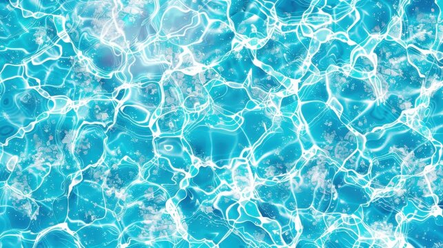 This image shows a close-up view of rippling blue water with white highlights, creating an abstract pattern. The water is still and the surface is smooth, reflecting light in a way that makes the ripp