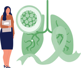 A girl is pointing lungs cancer