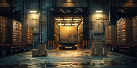 Nighttime Cargo Loading at a Warehouse