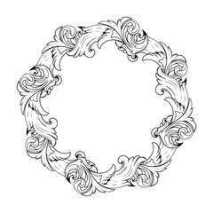Black and white Vintage style engraved frame hand drawing design