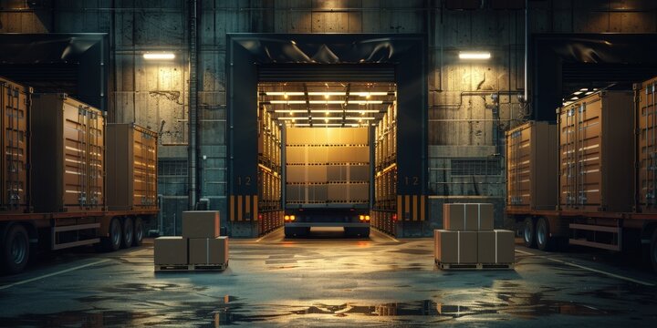 Nighttime Cargo Loading at a Warehouse